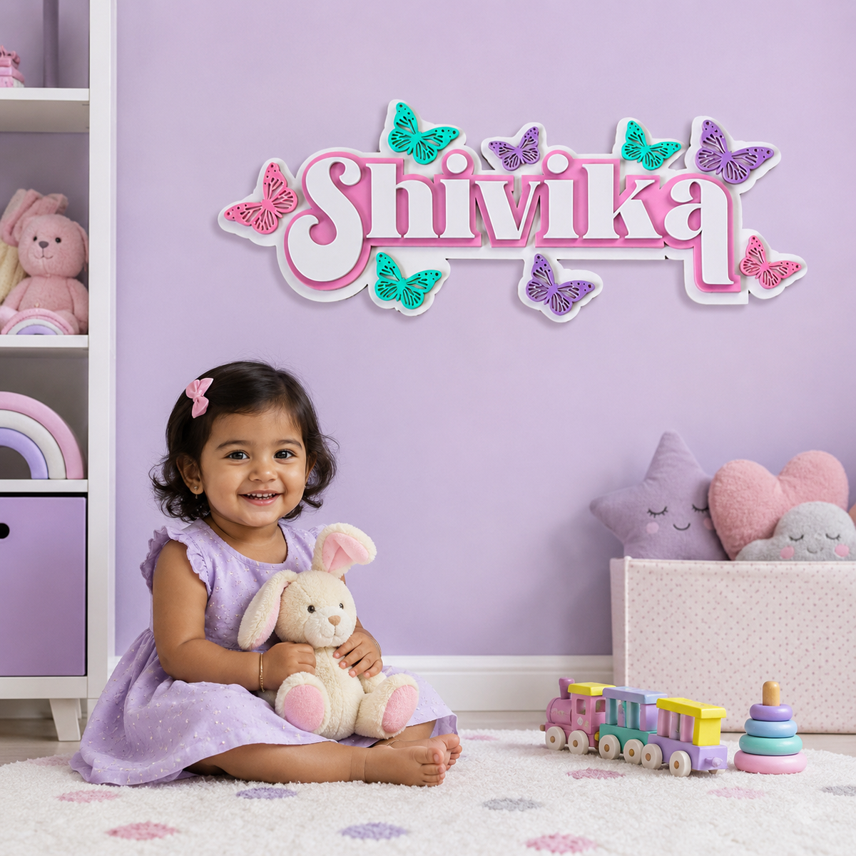 3 Layer Name Plaque- Butterfly Magic