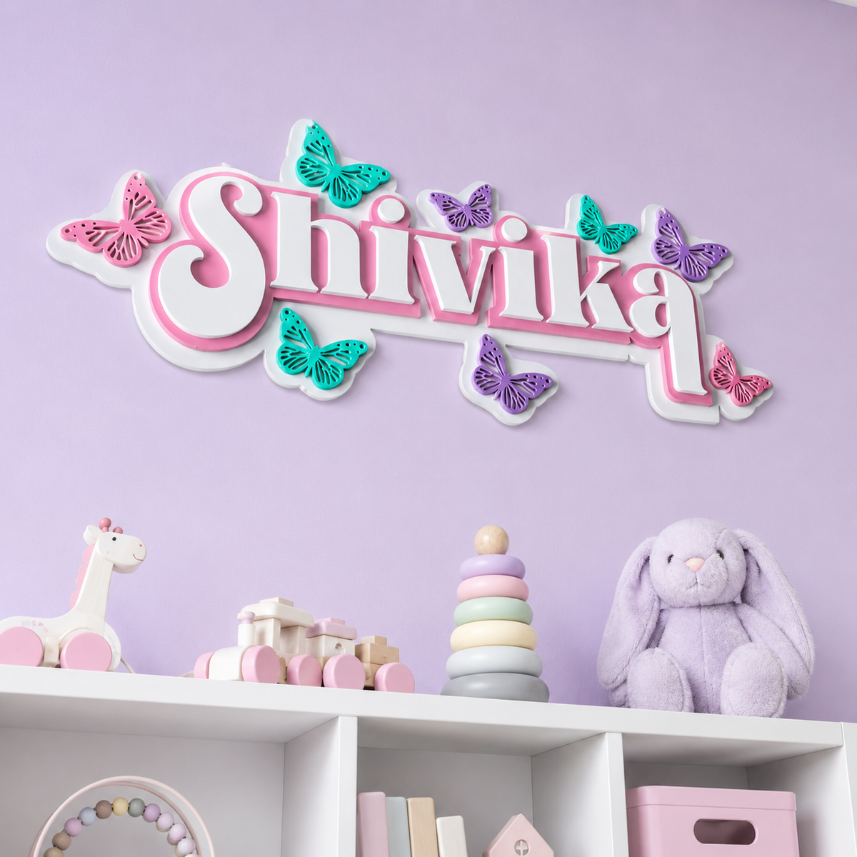 3 Layer Name Plaque- Butterfly Magic