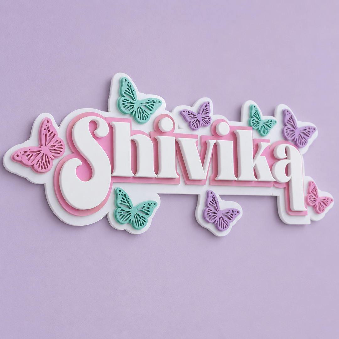 3 Layer Name Plaque- Butterfly Magic