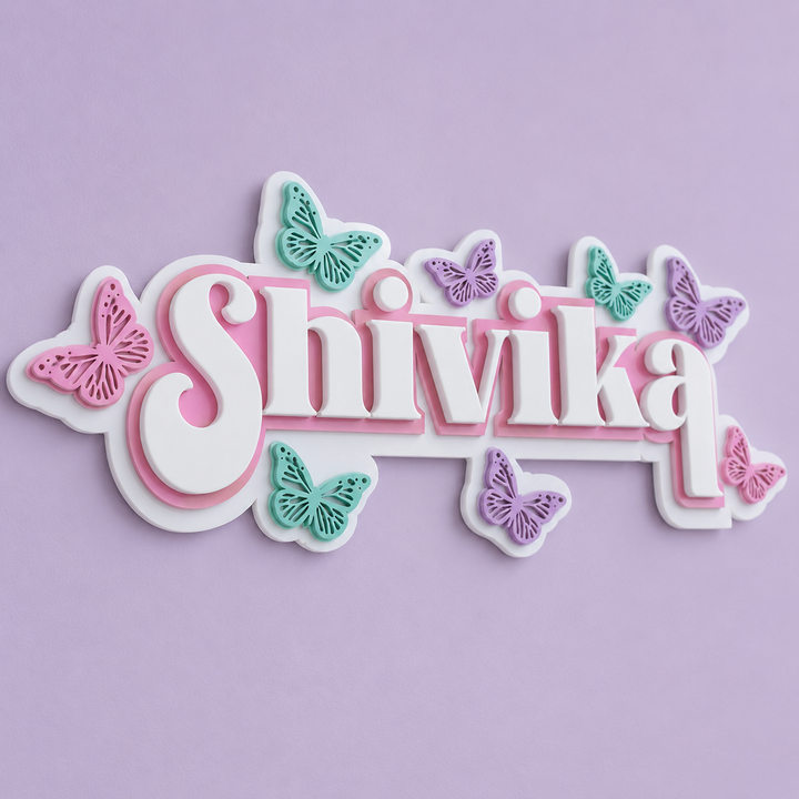 3 Layer Name Plaque- Butterfly Magic