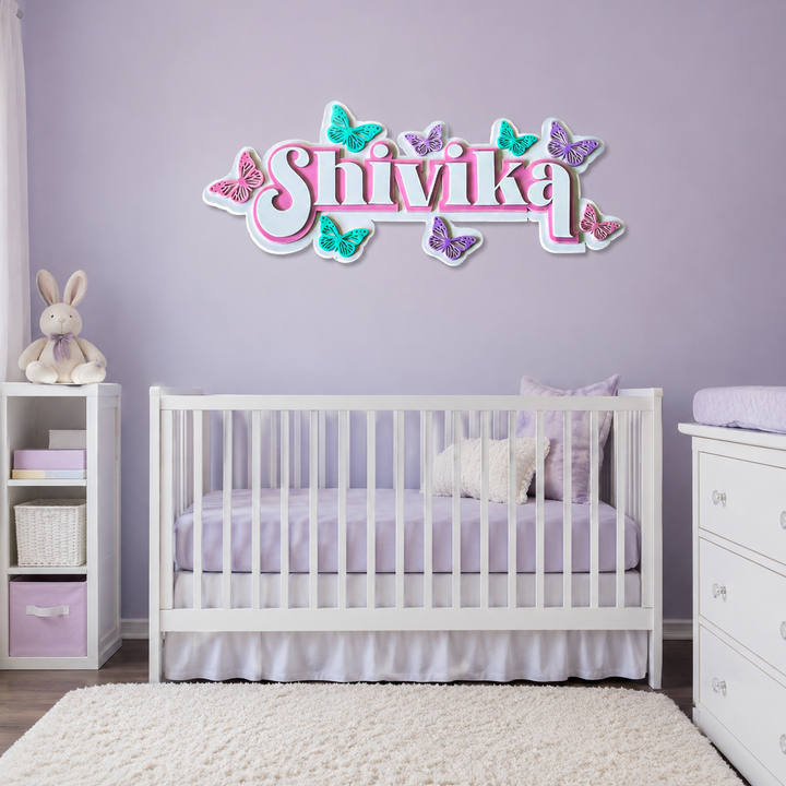 3 Layer Name Plaque- Butterfly Magic