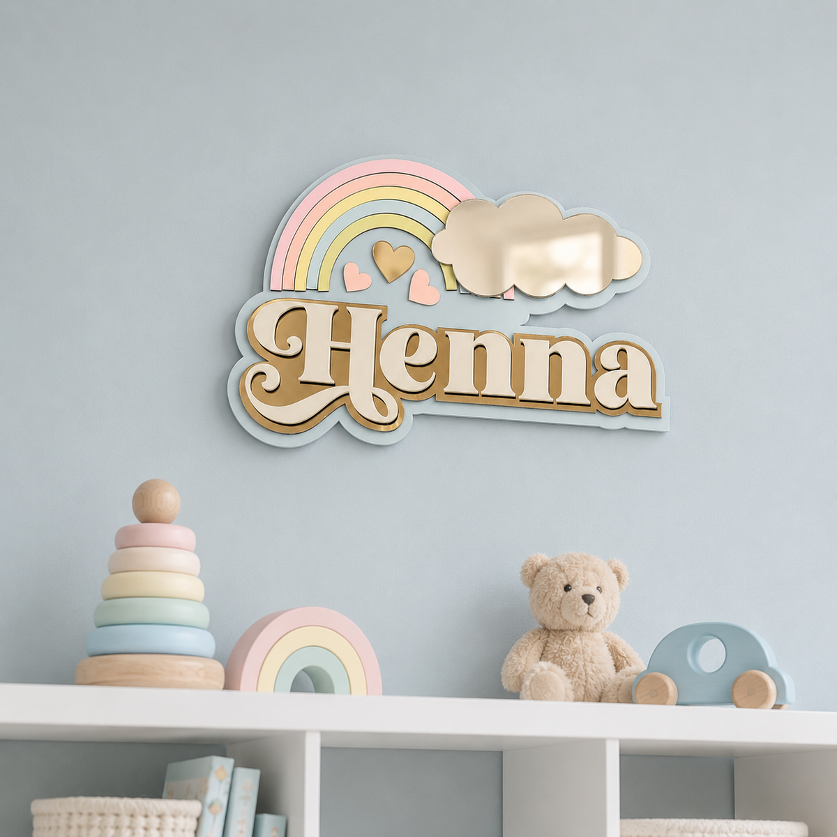 3 Layer Name Plaque- Colourful Corner