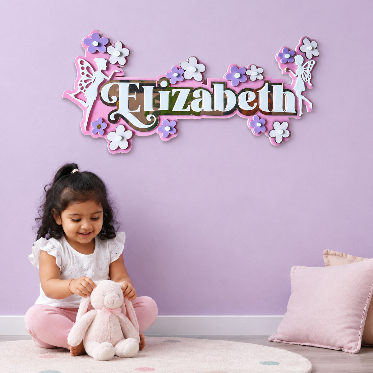 3 Layer Name Plaque- Fairyland Floral