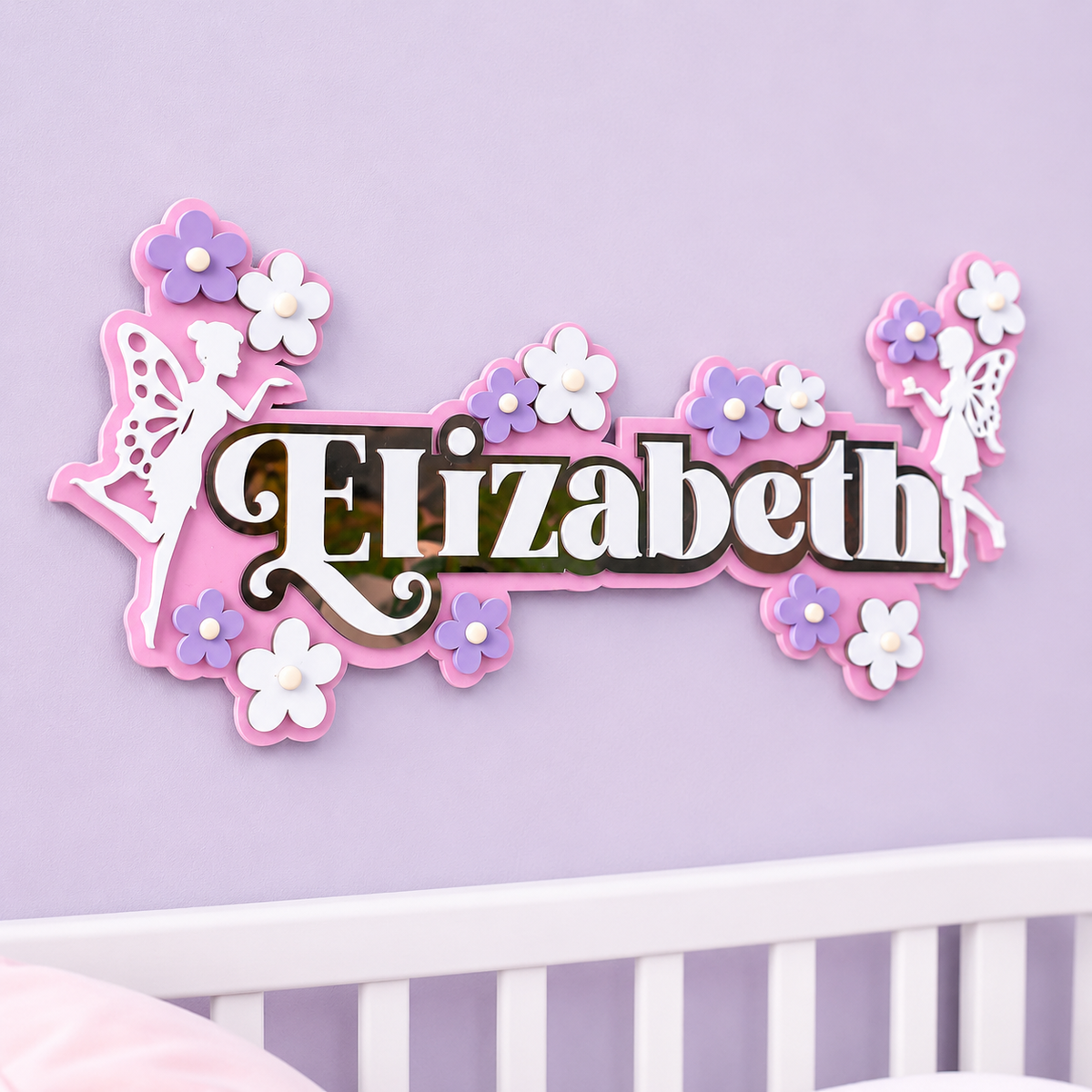 3 Layer Name Plaque- Fairyland Floral