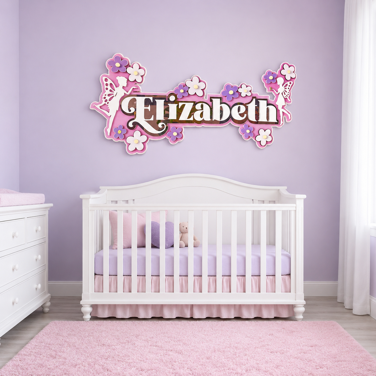 3 Layer Name Plaque- Fairyland Floral