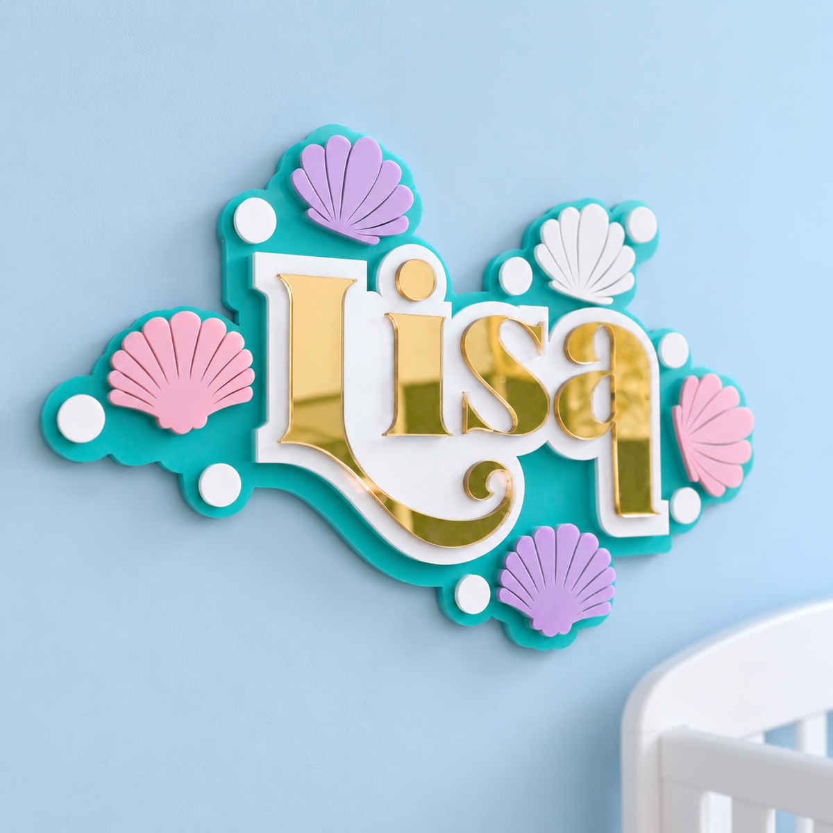 3 Layer Name Plaque- Seashell Smiles