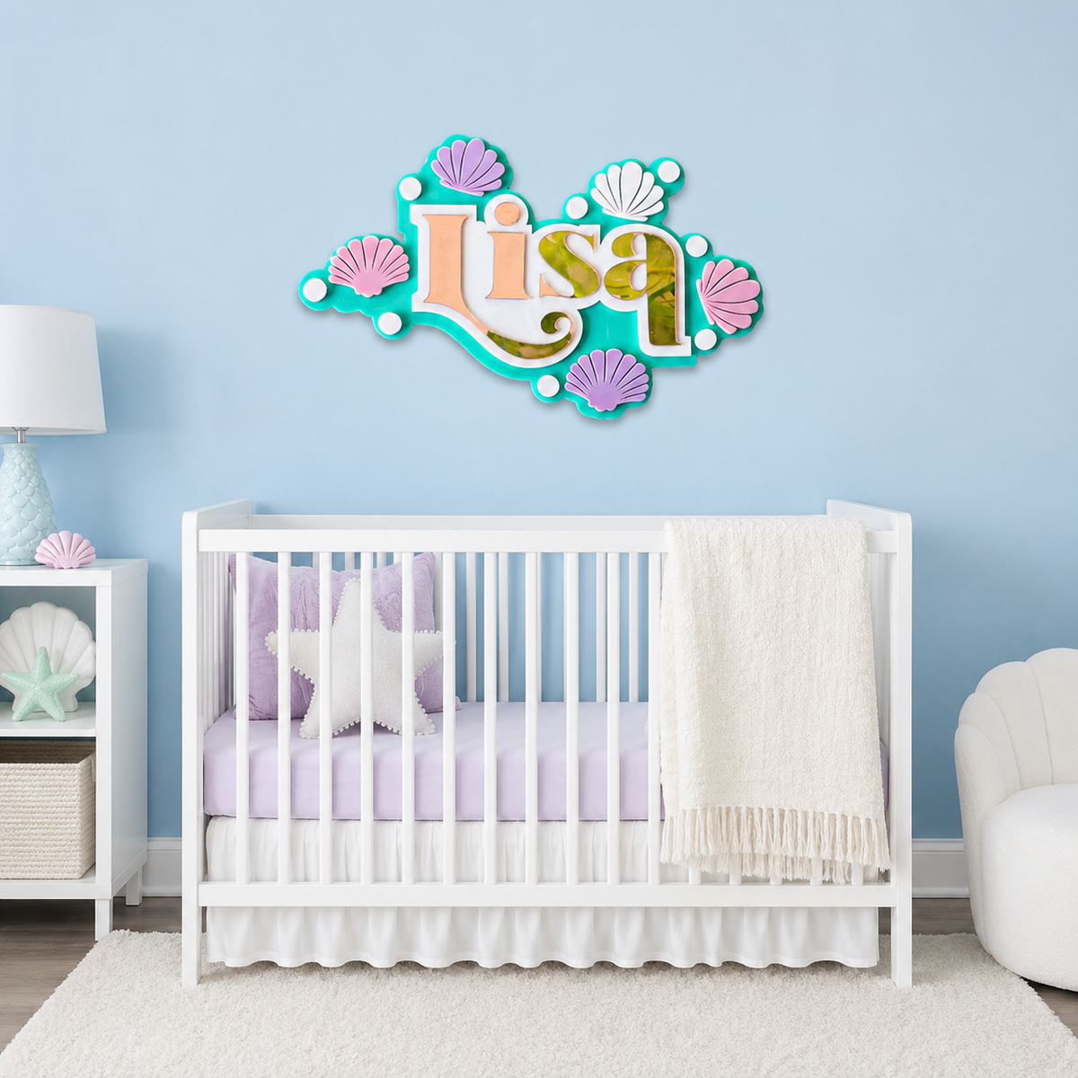 3 Layer Name Plaque- Seashell Smiles