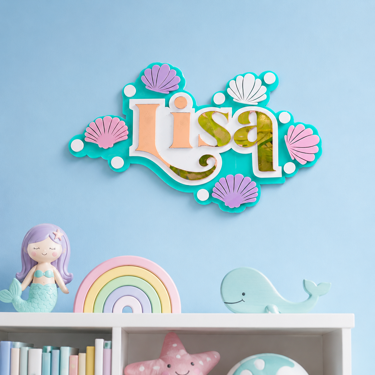 3 Layer Name Plaque- Seashell Smiles