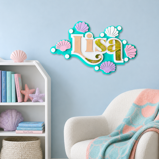 3 Layer Name Plaque- Seashell Smiles