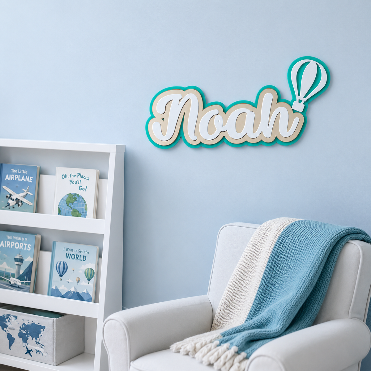 3 Layer Name Plaque- Silver White with Multiple Motif