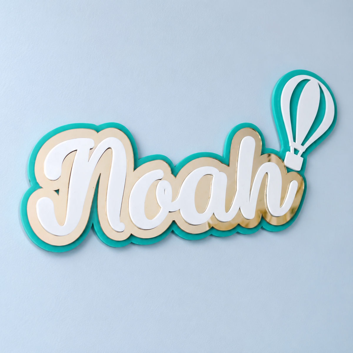 3 Layer Name Plaque- Silver White with Multiple Motif