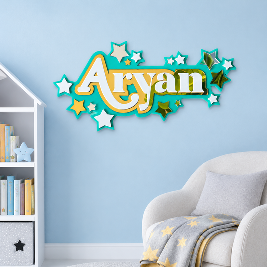 3 Layer Name Plaque- Stars