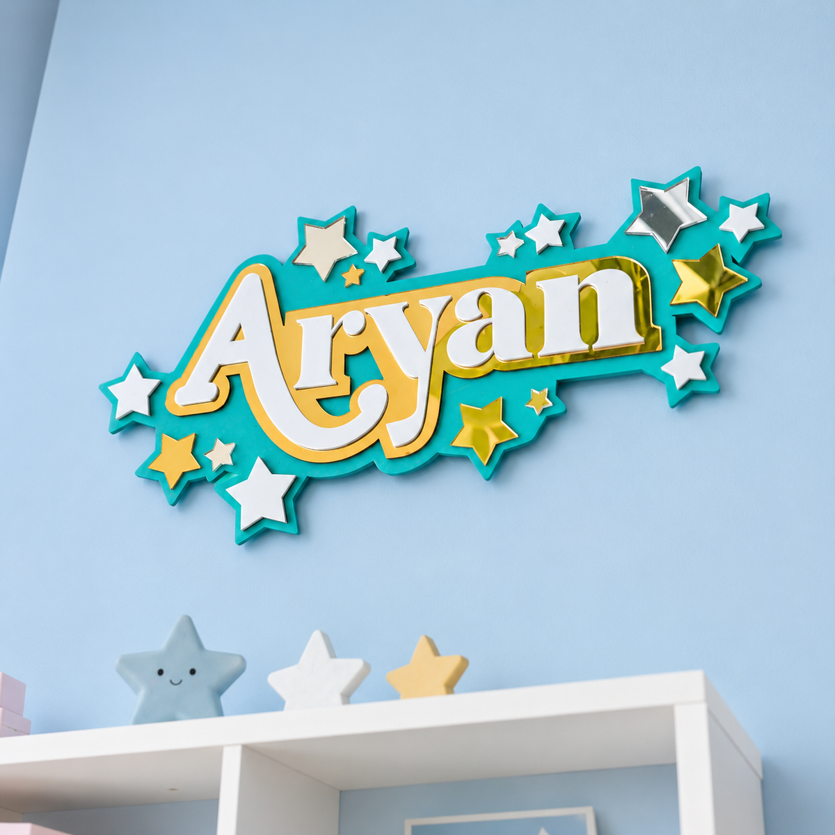 3 Layer Name Plaque- Stars