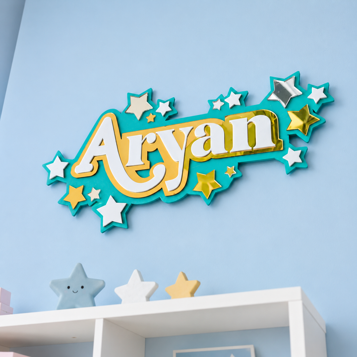 3 Layer Name Plaque- Stars