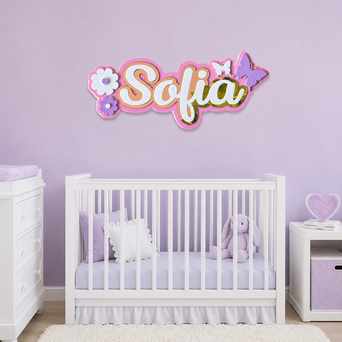 3 Layer Name Plaque- Winged Petals