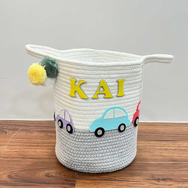 Babble Wrap Jute Cotton Storage Basket - Vintage Vroom