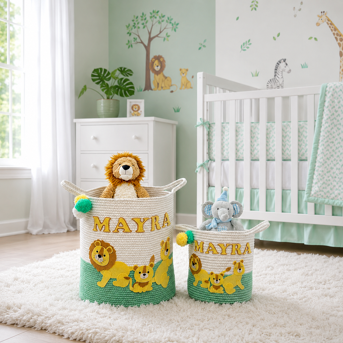 Babble Wrap Jute Cotton Storage Basket - Lions Legacy