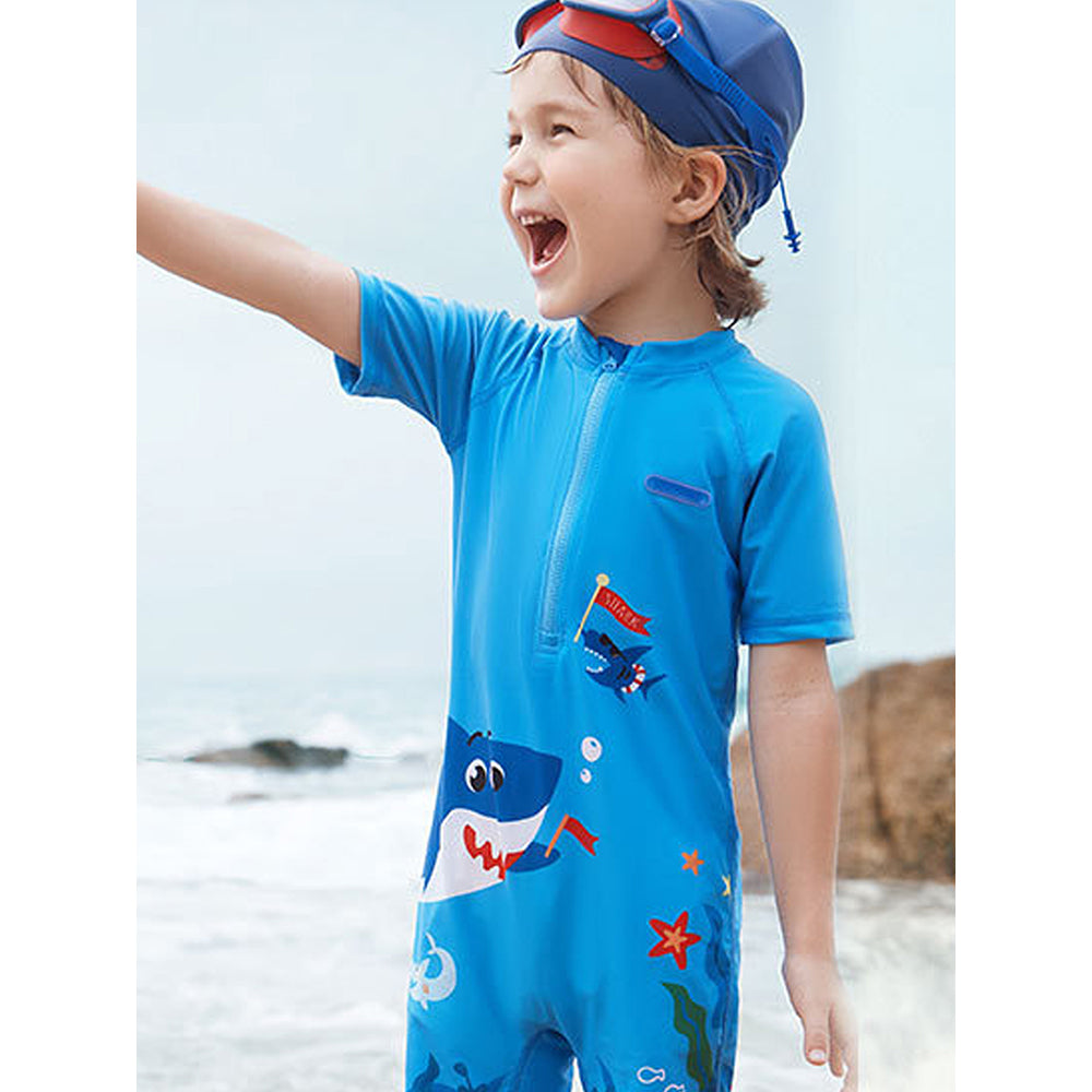 3d Tail Blue Shark Swimwear for Toddlers & Kids with UPF 50+