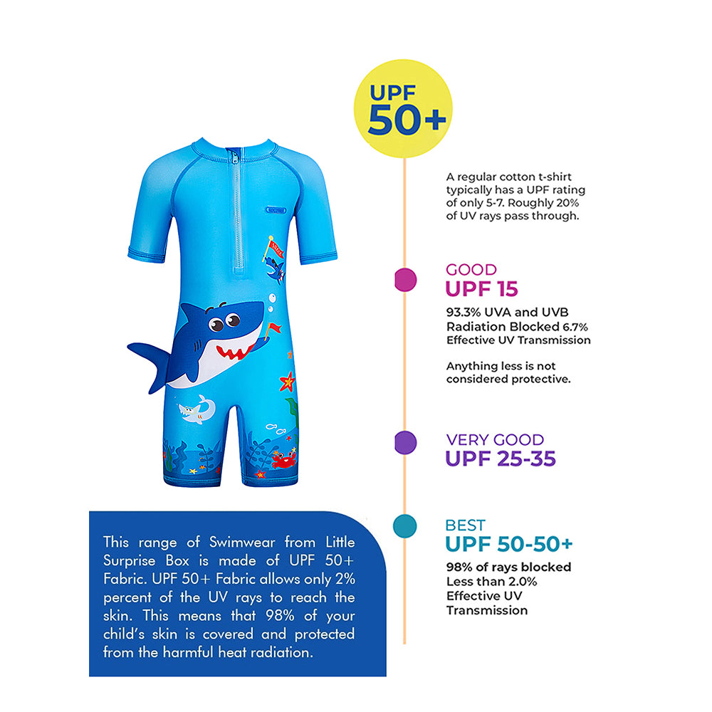 3d Tail Blue Shark Swimwear for Toddlers & Kids with UPF 50+