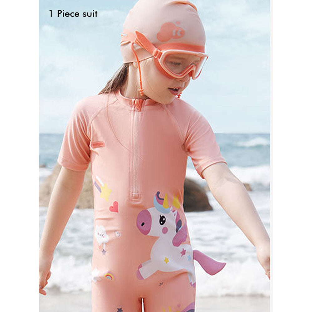 3d Tail Peach Unicorn Swimwear for Toddlers & Kids with UPF 50+