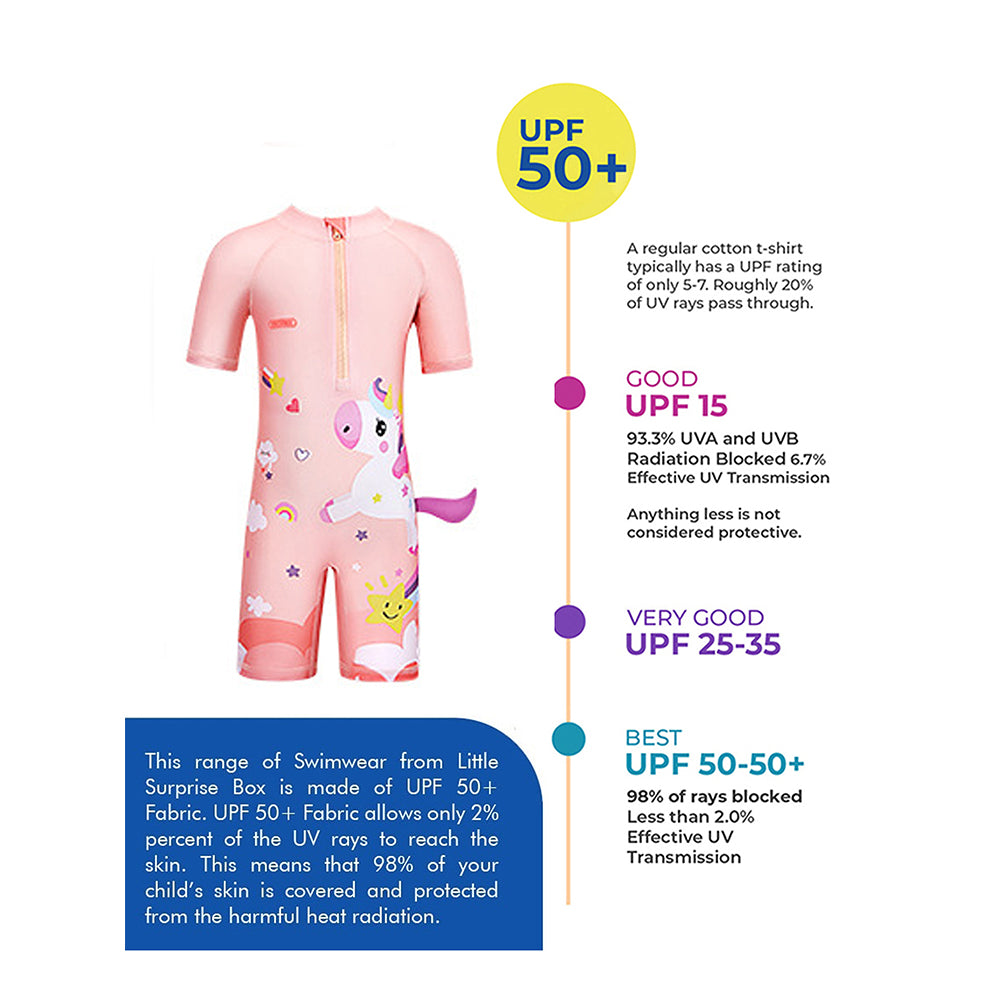 3d Tail Peach Unicorn Swimwear for Toddlers & Kids with UPF 50+