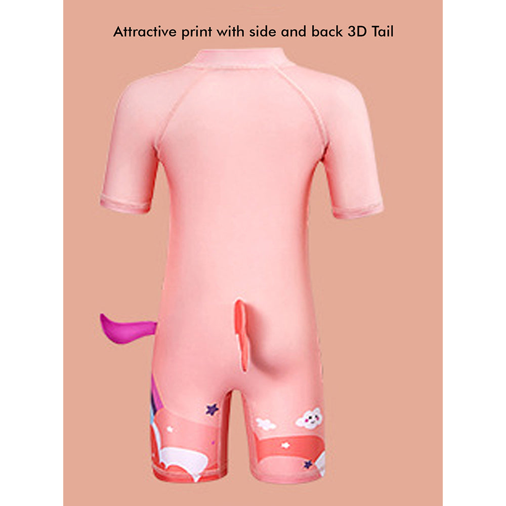 3d Tail Peach Unicorn Swimwear for Toddlers & Kids with UPF 50+