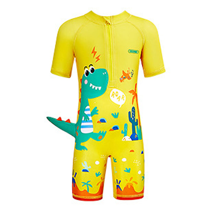 3d Tail Yellow Volcano Dino Print Swimwear for Kids & Toddlers with UPF 50+