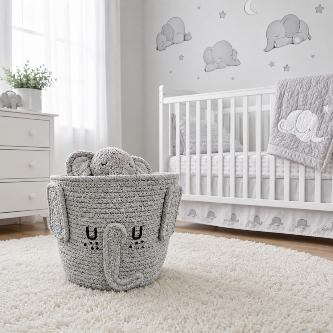Babble Wrap Jute Cotton Storage Basket - Elephant’s Haven