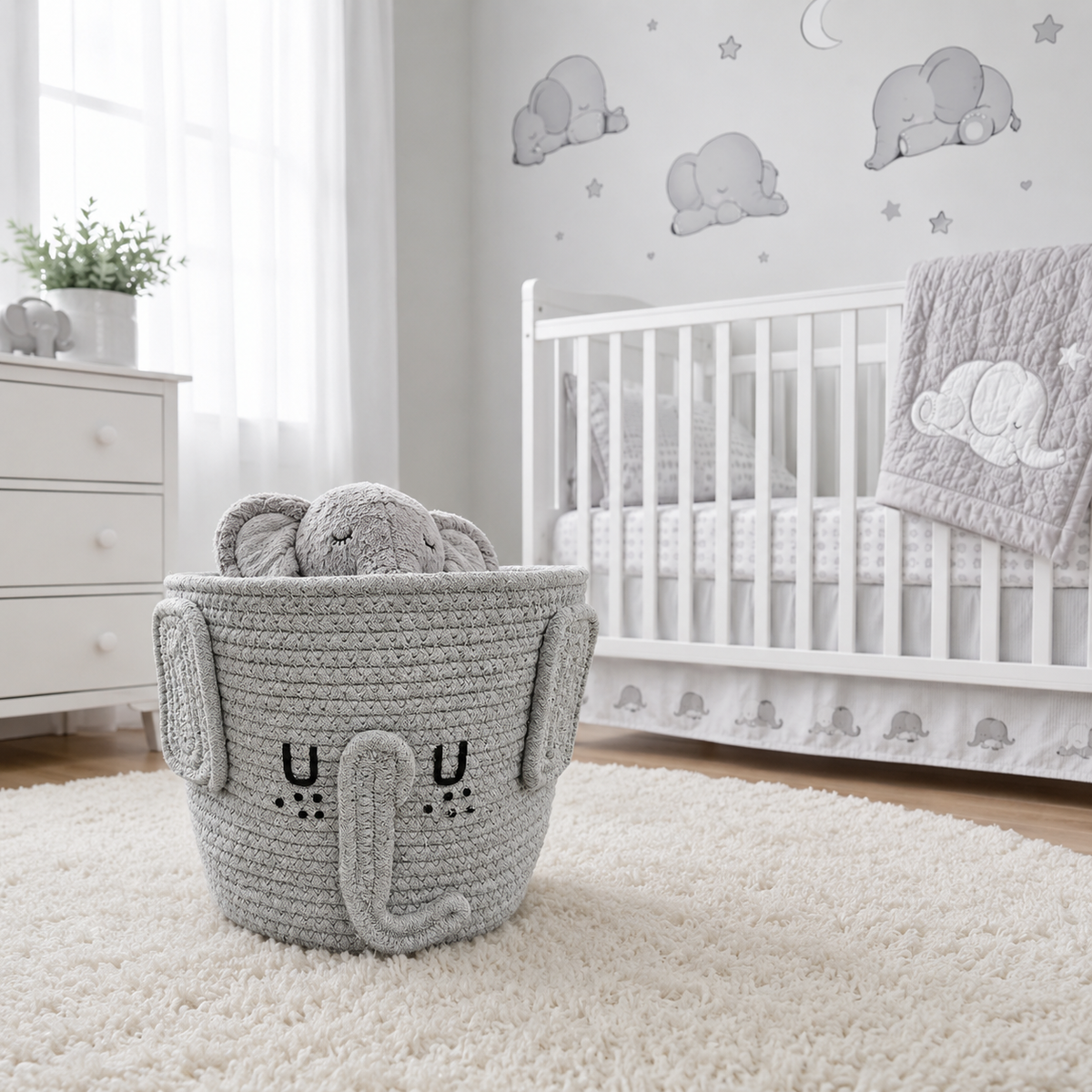 Babble Wrap Jute Cotton Storage Basket - Elephant’s Haven