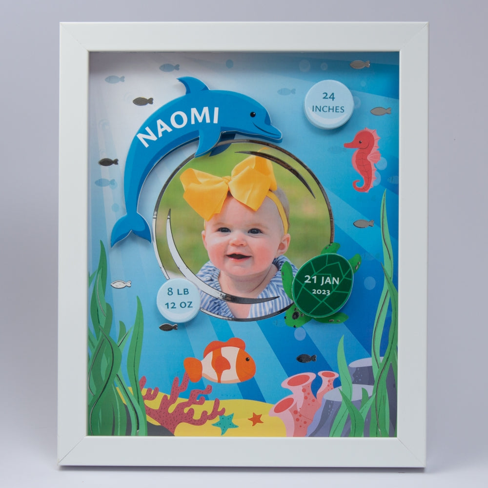 Shadow Box Frame with Silver Foil - Underwater