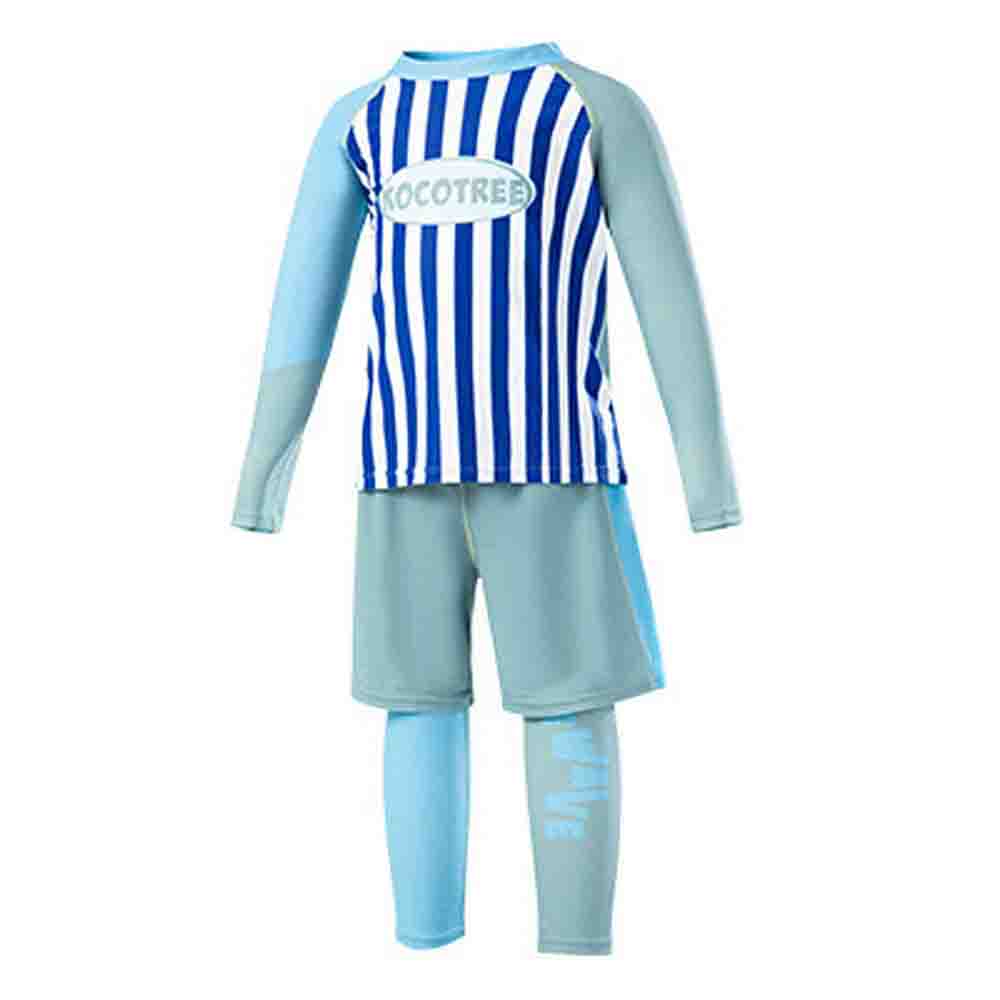 3 pcs Dark Blue Stripes Swimsuit for Boys with UPF 50+