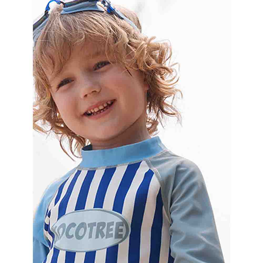 3 pcs Dark Blue Stripes Swimsuit for Boys with UPF 50+