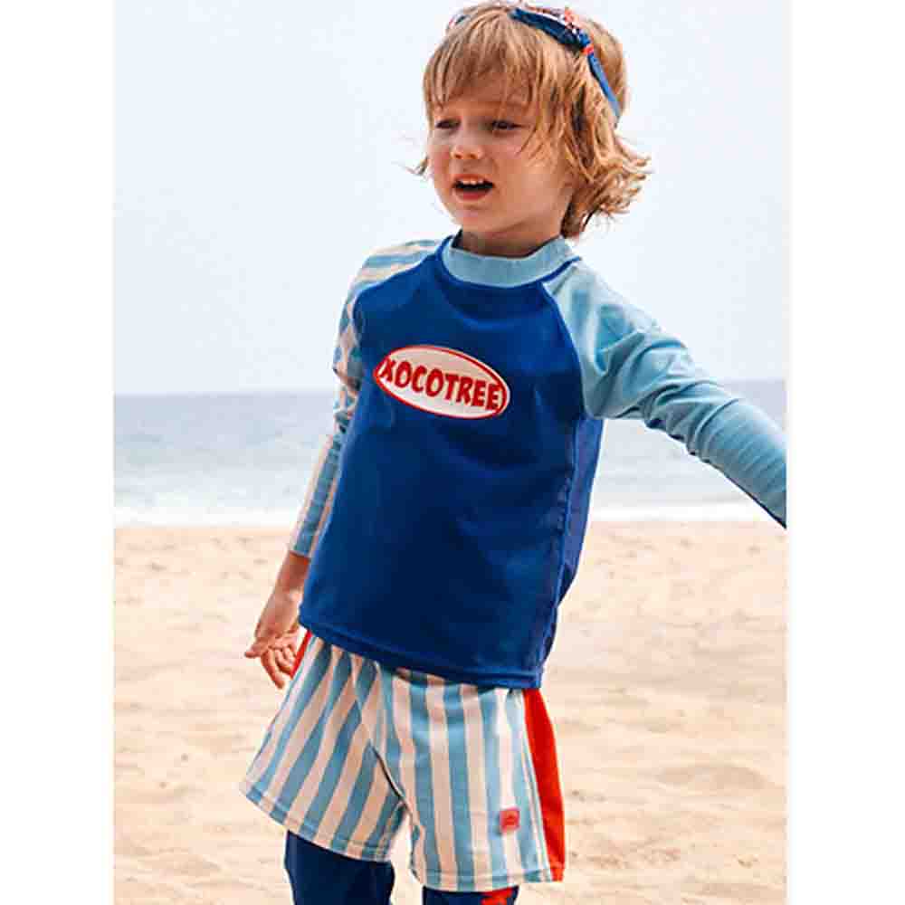 3 pcs Light Blue Stripes Swimsuit for Boys with UPF 50+