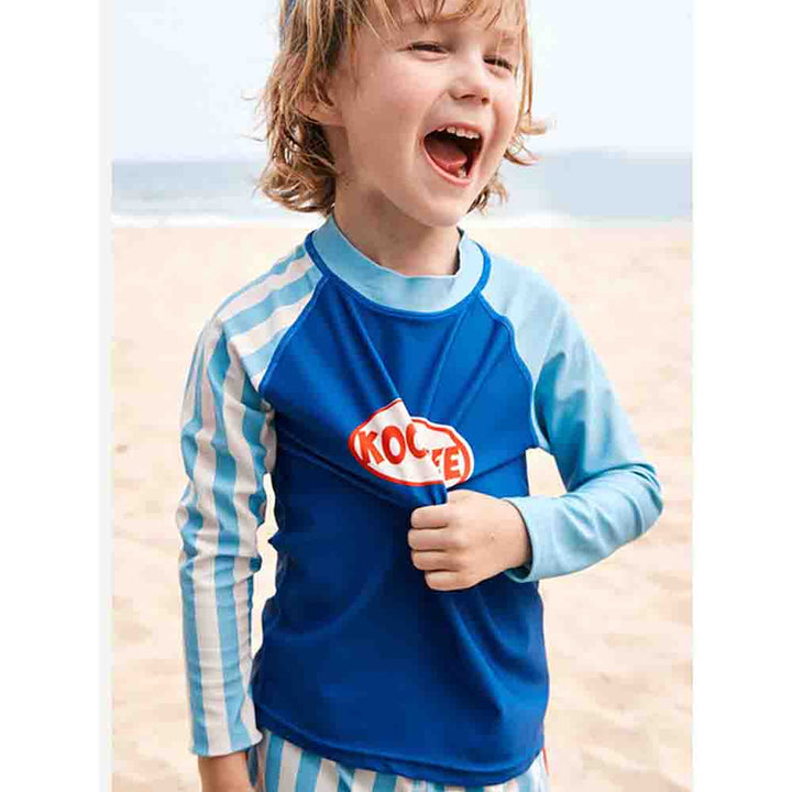 3 pcs Light Blue Stripes Swimsuit for Boys with UPF 50+