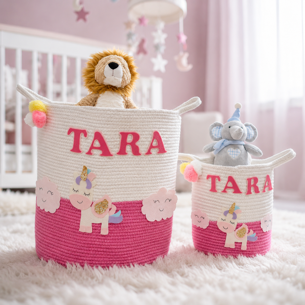 Babble Wrap Jute Cotton Storage Basket - Magical Unicorn