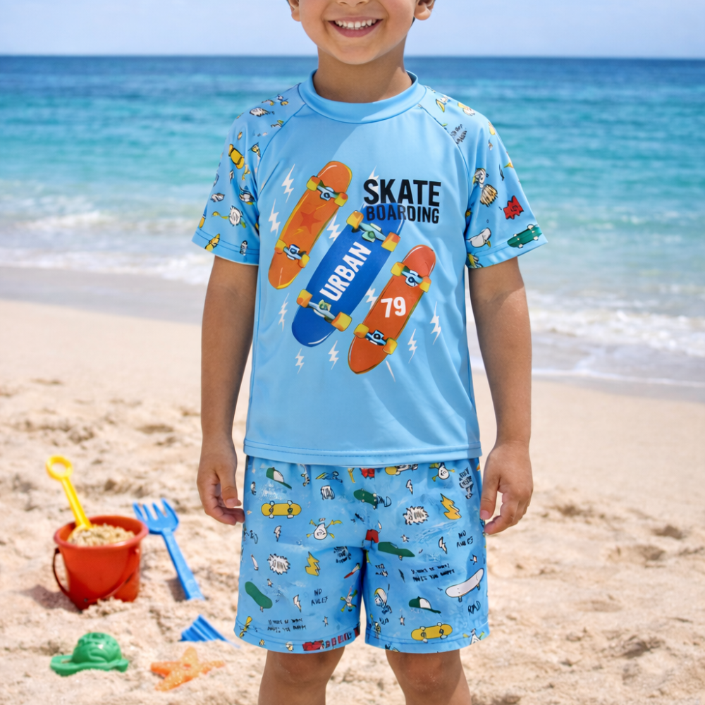 2pcs Urban Roll Skater Swim Set with Cap