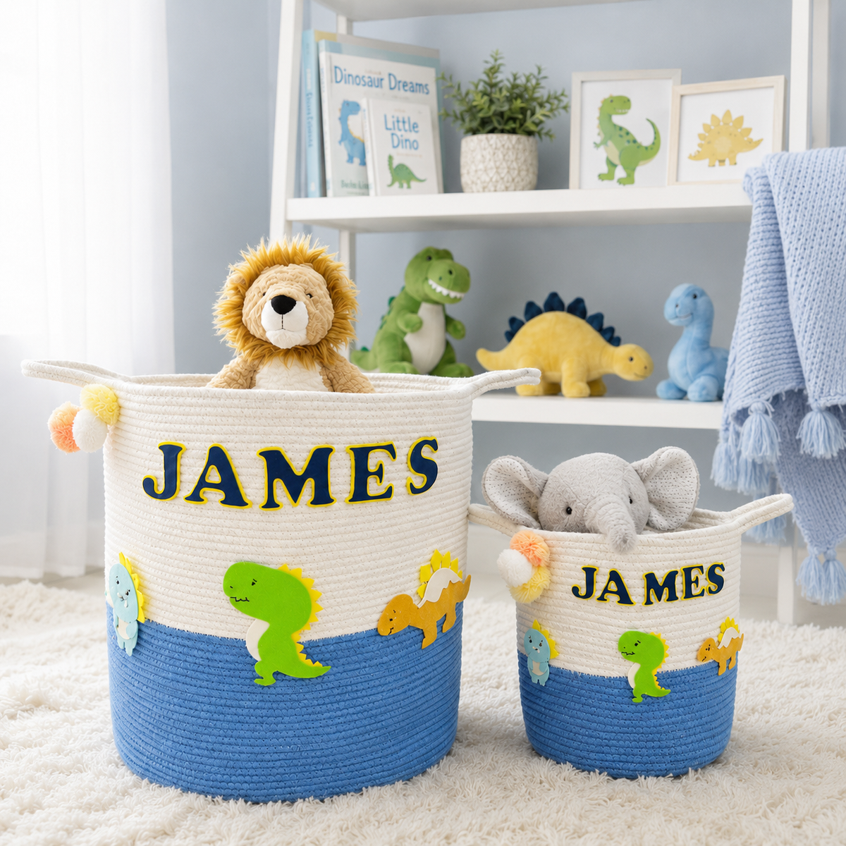 Babble Wrap Jute Cotton Storage Basket - T-Rex Treasures