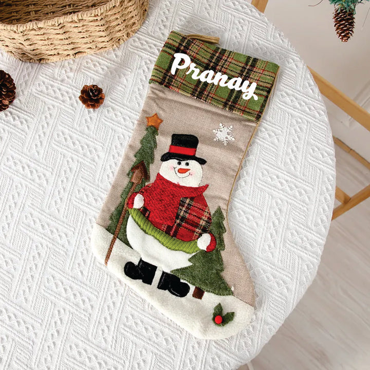 Babble Wrap Checkered Cheer Stocking (Chilly Snowman)