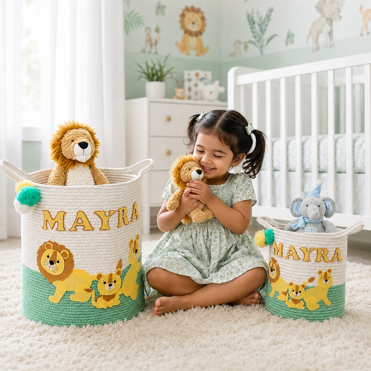 Babble Wrap Jute Cotton Storage Basket - Lions Legacy