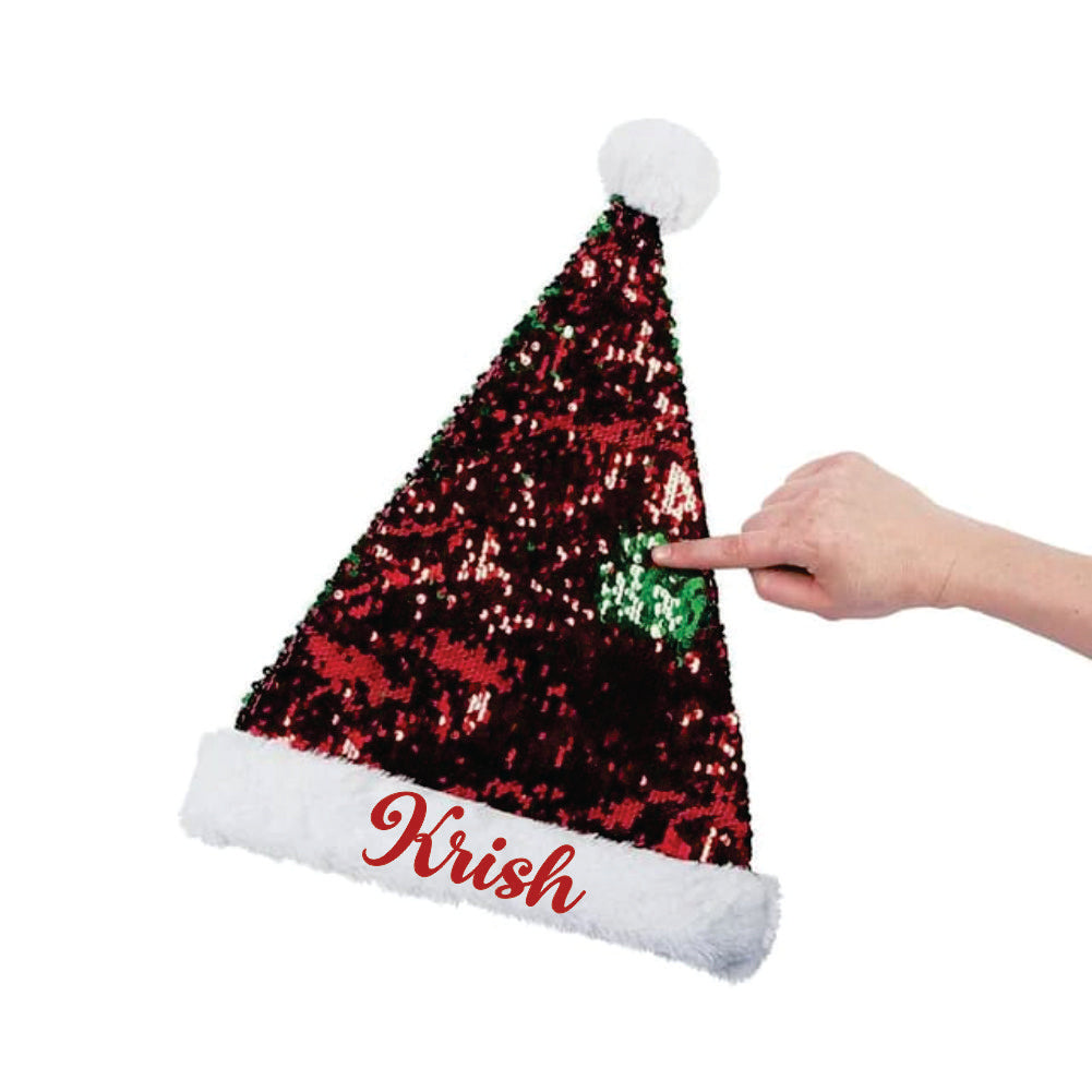 Luxe Sequins Santa Caps - (Green And Red)
