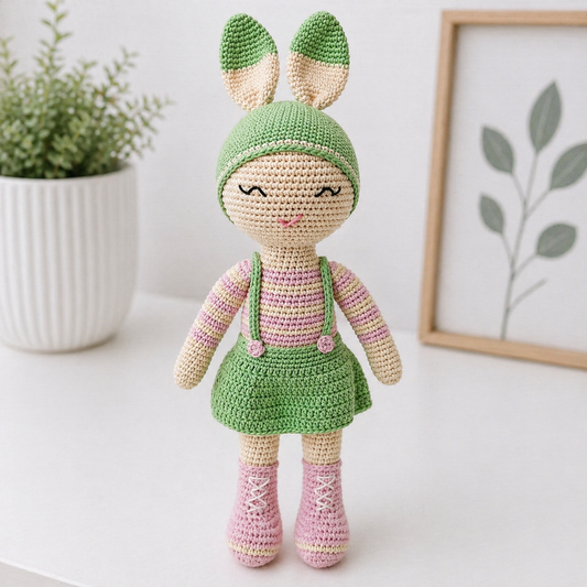 Crochet Toy- Bunny Bliss (Aqua-Pink)