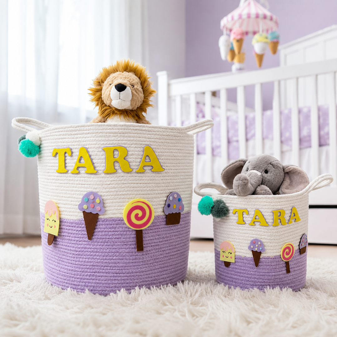 Babble Wrap Jute Cotton Storage Basket - Sweet Treats