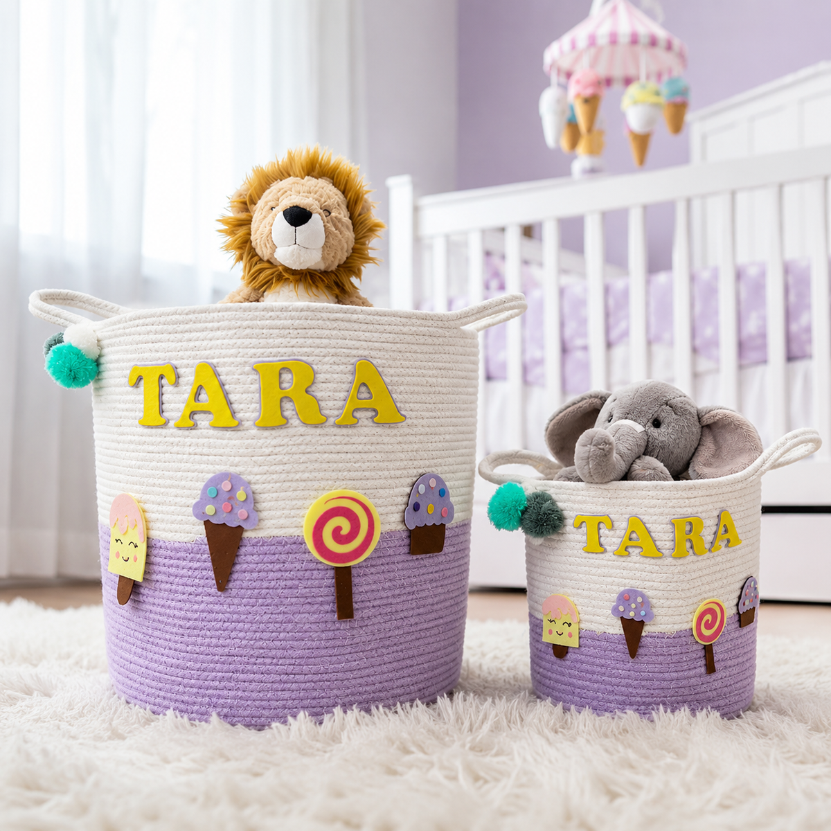 Babble Wrap Jute Cotton Storage Basket - Sweet Treats