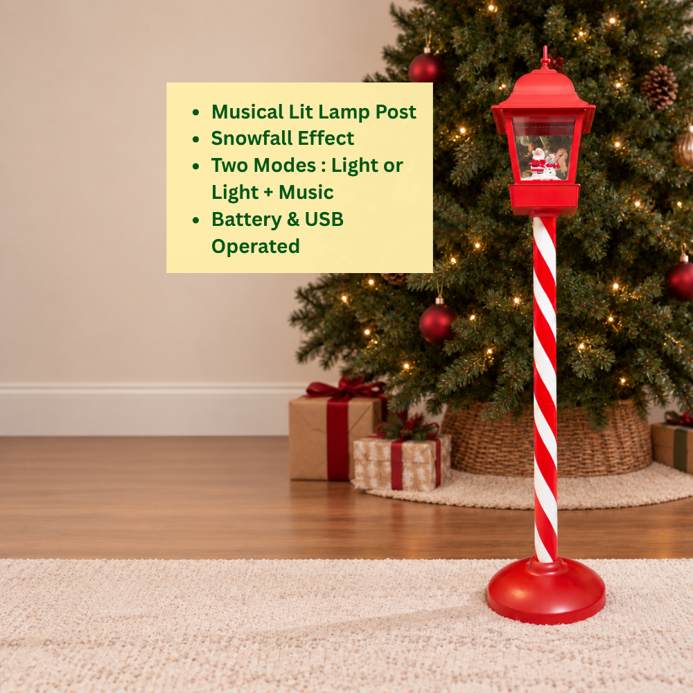 4ft Musical Snowfall Lamp Post