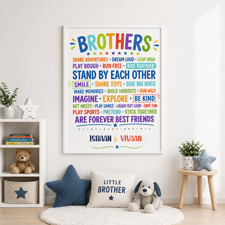 Birth Statistics Frame - Brothers Forever