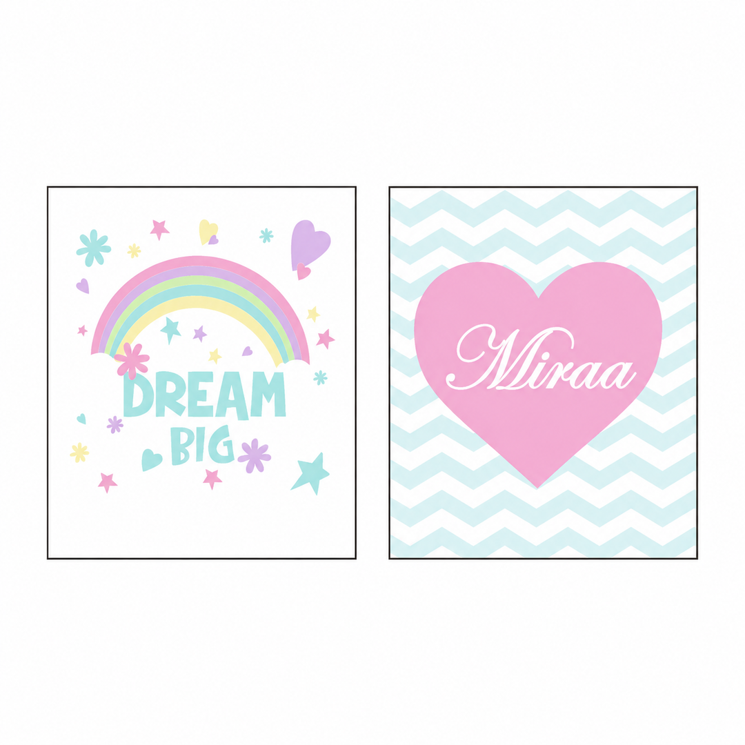 Birth Statistics Frame - Dream Big Heart Frame (Set Of 2)