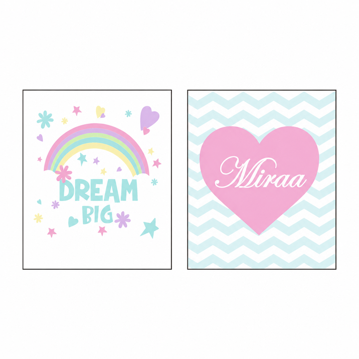 Birth Statistics Frame - Dream Big Heart Frame (Set Of 2)