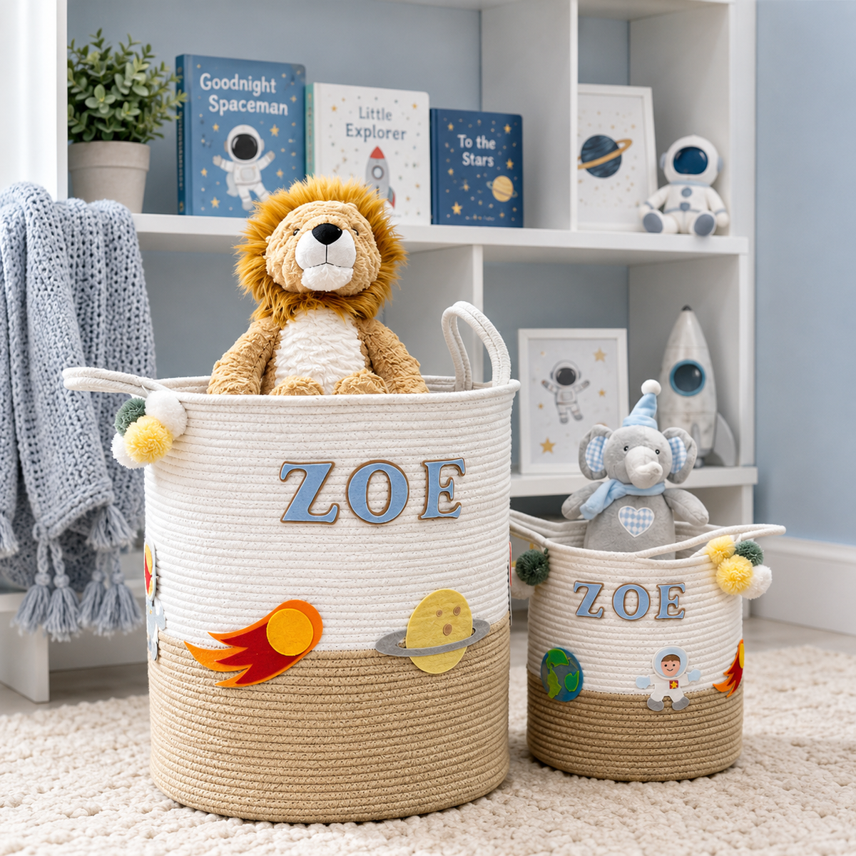 Babble Wrap Jute Cotton Storage Basket - Astronaut’s Array
