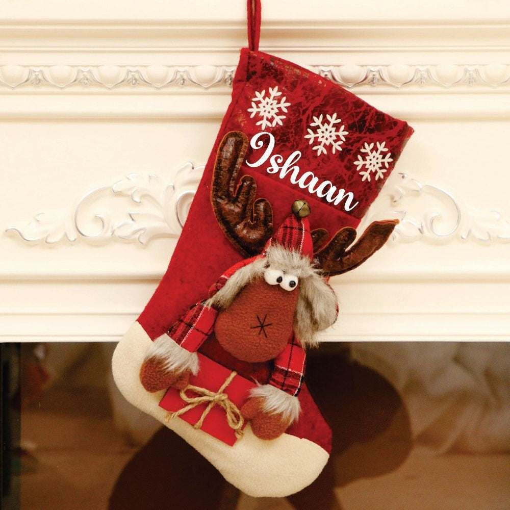 Babble Wrap Red Gifts And Snowflake Stockings- Merry Moose