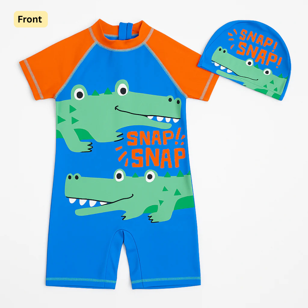 Snap Snap Croco Swim Set with Cap